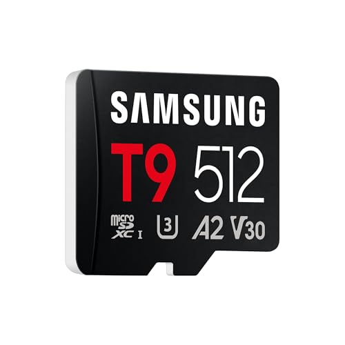 Image of Samsung microSDXC T9 512GB Memory Card, Transfer Speeds Up to 200MB /s
