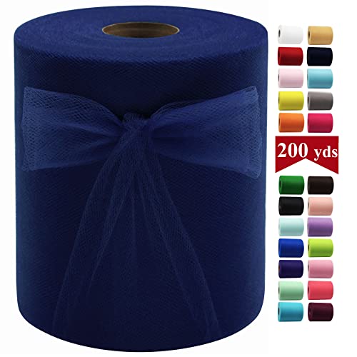 Rouleaux de tissu en tulle bleu marine 15,2 cm x 200 m (182,9 m) - Bobine de ruban de tulle pour...