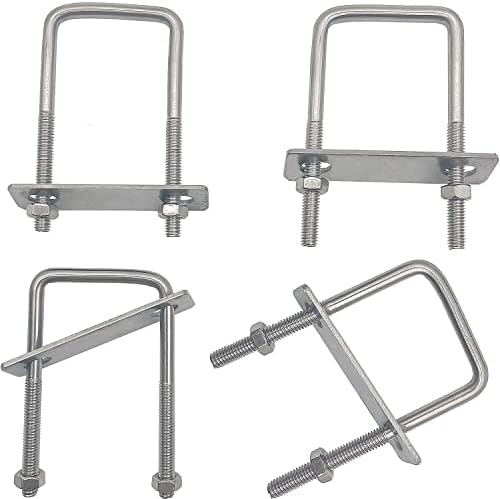 Bulloni A U M8 In Acciaio Zincato - Set 4 Pezzi Con Dadi E Piastre, Larghezza 60mm Lunghezza 150mm