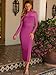 Caracilia Womens Mesh Dress Long Sleeve Mock Neck Bodycon Sheer Going Out Cocktail Night Club Midi Dresses 3 Piece Outfits Hot Pink X-Large