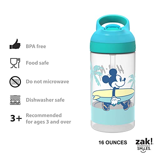 image for Zak Designs Disney Mickey Mouse Kids Water Bottle with Straw 16oz 2 Pi