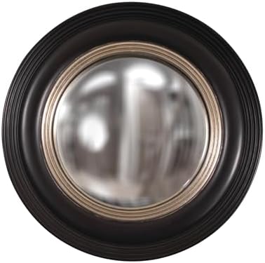 Howard Elliott Soho Round Hanging Small Convex Wall Mirror, Accent Décor Glossy Lacquer Octagonal Wooden Frame Convex Mirror for Bedroom, Entryway & Living Room, 14 Inch,
