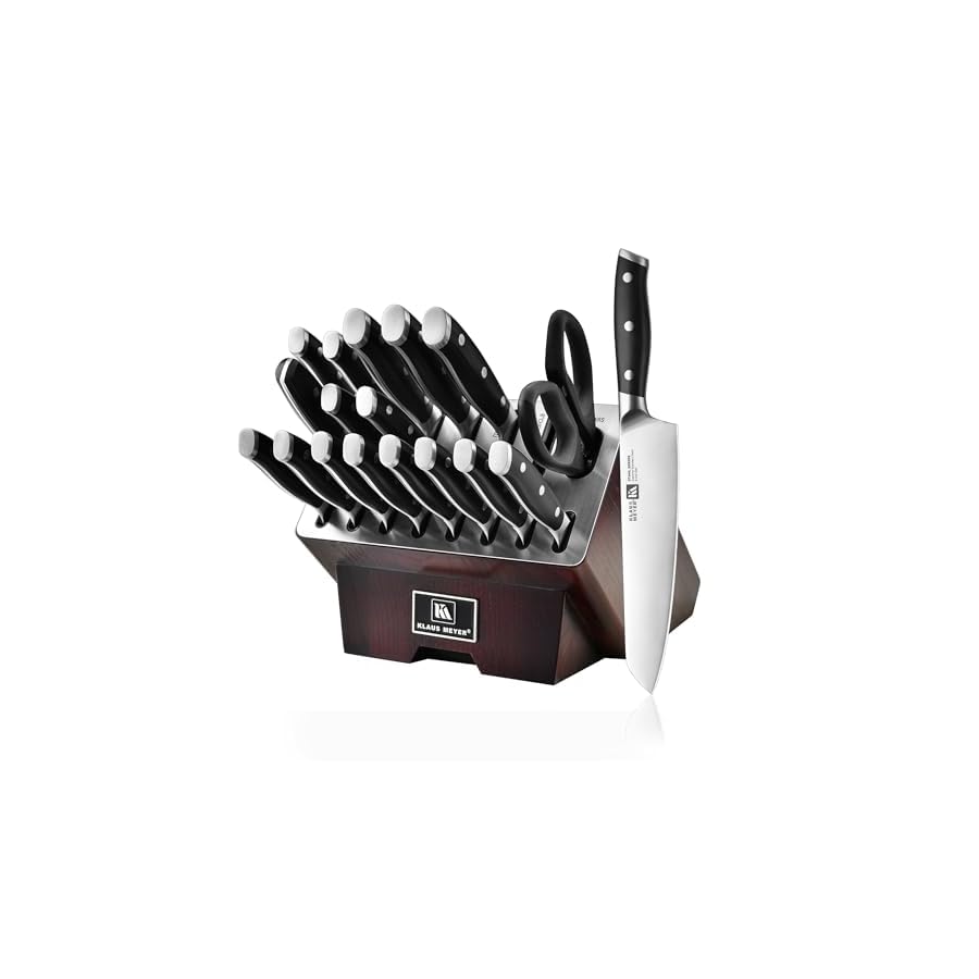 Klaus Meyer Stahl 19 Piece High Carbon Exclusive German Steel Knife Block Set (Black)