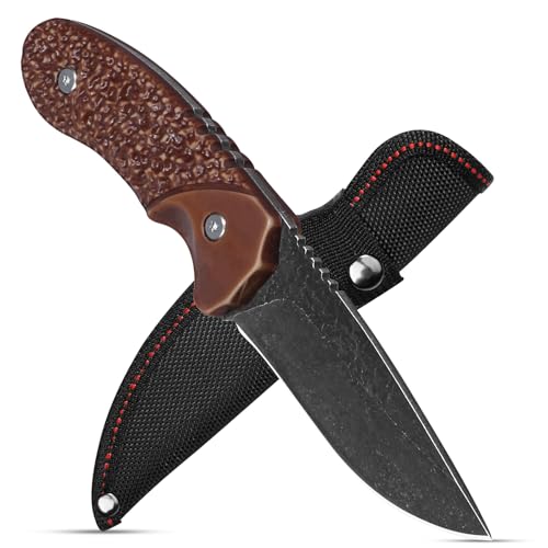 Cuchillo Supervivencia de Hoja Fija Cuchillo Bushcraft Hoja Lavada a la Piedra Cuchillos Caza para Camping Cuchillo Supervivencia de Hoja Fija Cuchillo Bushcraft Hoja Lavada a la Piedra Cuchillos Caza para Camping