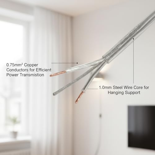 Cable de 2 conductores transparente con alambre de acero de alta resistencia 7