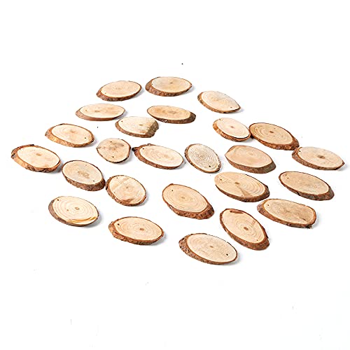 Queenser 25 PCS Um Saco Pequeno Simples Wodden Decoração Oval DIY Corrente Chave