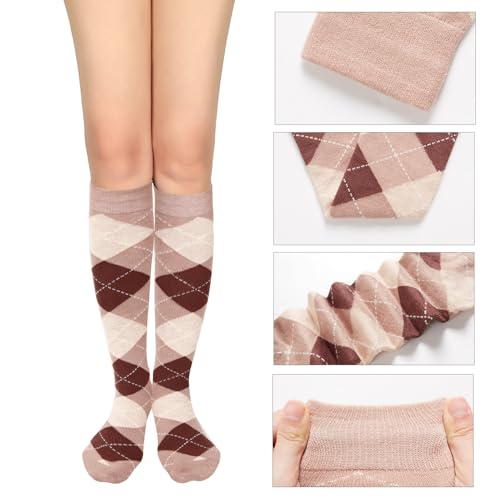 Image of Benefeet Womens Knee High Striped Checkered High Knee Socks Cotton Long Sports Tube Socks
