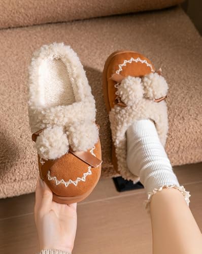 Niction Women's Slippers Fuzzy Cozy Indoor and Outdoor Mules Furry Warm House Slippers Cute Female Cute Fluffy Bow Slip on Shoes2