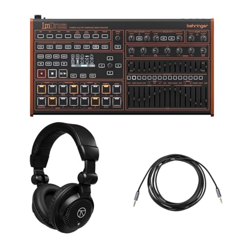 Behringer LM Drum Classic Hybrid Sampling Drum Machine, Bundle with TAPH100 Headphones and 10' Gold Series Auxiliary Cable