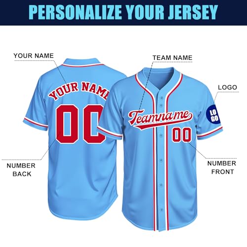 Image of Custom Baseball Jersey Personalized Stitched or Printed Name Number Baseball Shirt Sports Uniform Gifts for Men Women Youth