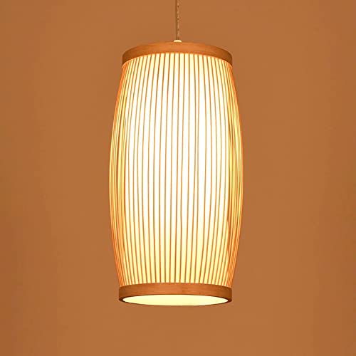 Lustre en bambou tissé E27 avec cordon réglable pour salon