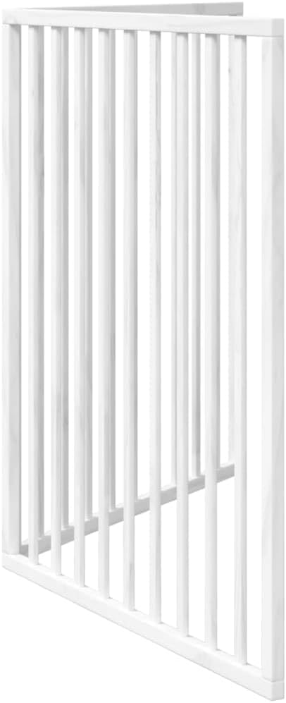 vidaXL Foldable Dog Gate 2 Panels White Solid Poplar Wood Adjustable Safety Indoor Outdoor Use 63.0 in Pet Wooden Freestanding