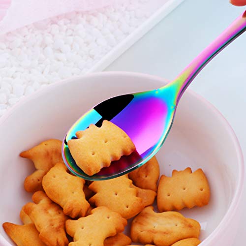 Kids Silverware, Poylim Stainless Steel Children Flatware Set, Toddler Utensils Set Of 2, Rainbow #TOP6