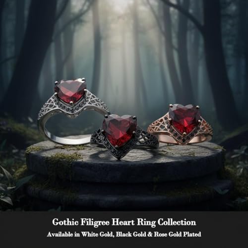 Dorunmo Personalized Gothic Skeleton Heart Ring Custom Engraving Halloween Rings for Women Men Black/Silver/Rose Gold Plated Engagement Promise Ring Skeleton Hand Holding Heart Jewelry Gift3