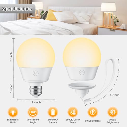 Brightown E26 Rechargeable Light Bulb With Remote And Timer, Battery Backup Bulb For Sconces And Lamps thumb #1