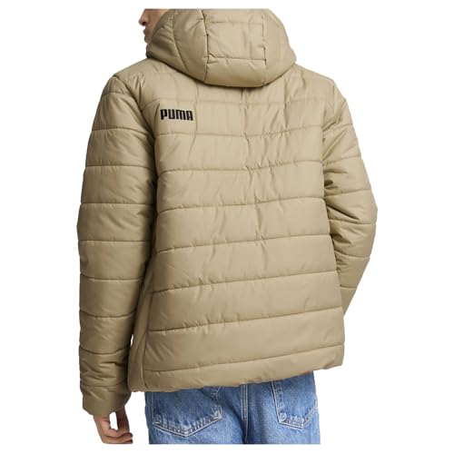 Image of PUMA Mens Essentials Hooded Padded Jacket Athletic Outerwear Casual Insulated - Beige