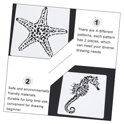 Plantillas de mar LOLIPPYY: 8 stencils de PET para decorar paredes 7