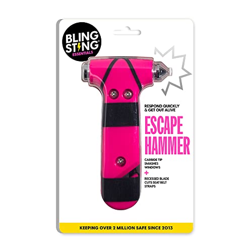 Super-Cute Safety Hammer - Emergency Automotive Escape Hammer Tool, Seat Belt Cutter & Car Window Break Tool - Pink & Black, 2 Count #TOP1