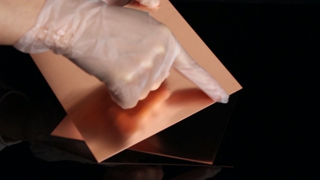 Image of 1 Pieces 99.9% Pure Copper Sheet, 12 inch x 12 inch, 18 Gauge(1mm) Thickness, Film Attached Copper Plate, Great for Jewelry, Crafts, modelers
