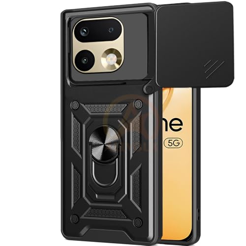 Image of Armor Bumper Back Cover Case for Realme 16 Pro 5G Rotating Camera Cover, Ring Holder & Kickstand | Heavy Duty & 360 Degree Protection Realme 16 Pro 5G Back Cover (Black)