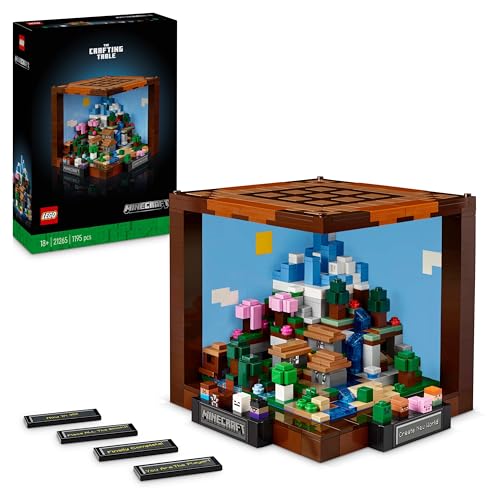 Image of LEGO Minecraft 21265 The Workbench Set for Building and Displaying for Adults with 8 Figures Including Steve, Alex and Mobs - DIY Decoration for Living Room - Minecraft Gift for Adults