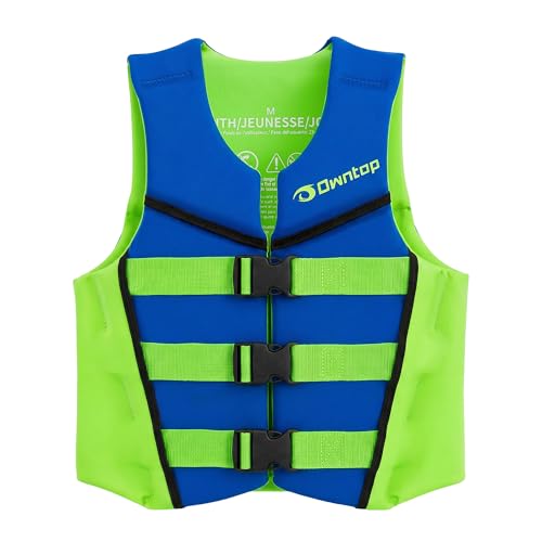 Owntop Swim Vest Youth Kids 50-90 lbs, Neoprene Swim Jacket, Adjustable Straps Buckles, Lightweight, Swimming Training, Boating, Kayak, Water Sports (Blue, M)