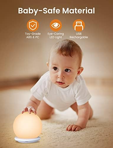 KOOFIT Night Light Kids, Baby Night Light with Touch Control, 1 Hour Timer and 8 RGB Colors, USB Rechargeable Night Lamp for Kids, Newborn and Adults, Portable LED Night Light for Bedroom, Nursery