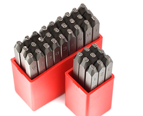 image for WKSTOOL 36pcs Heavy Duty Steel Stamp Uppercase Letters and Number 5/64