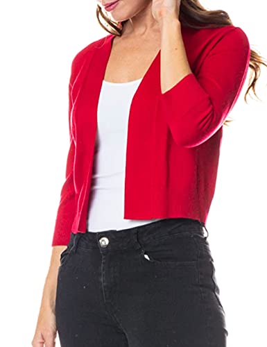 Image of Bolero Cropped Cardigans Shrugs for Women - 3 /4 Sleeve Open Front Cover up for Dresses