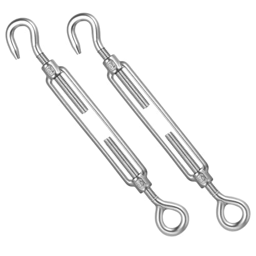 RunXinDa2 Stück Spannschloss M6 Edelstahl Drahtspanner, Spannschlösser Edelstahl, Drahtseil Spanner, Verstellbare Spannschloss Draht Spanner, Spannhaken Seilspanner mit Haken