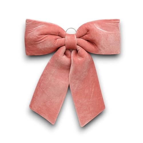 Fiocco di Natale in velluto ROSA ANTICO imbottito decorazione Puntale Albero di Natale fuori porta Coccarda Ghirlanda addobbo natalizio MALVA CIPRIA (28 cm)