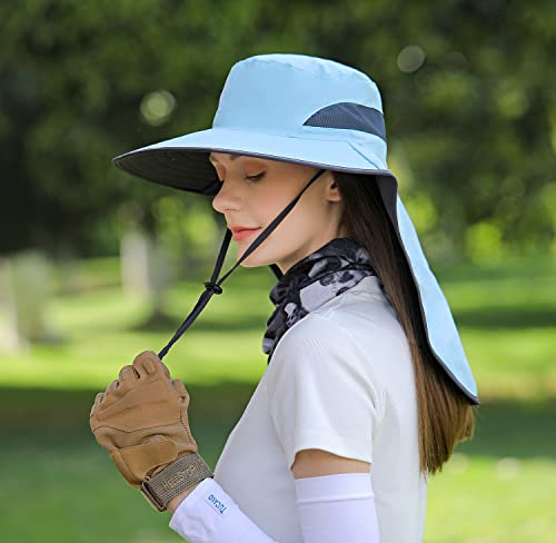 HUAMULAN Wide Brim Sun Hat with Neck Flap #TOP19