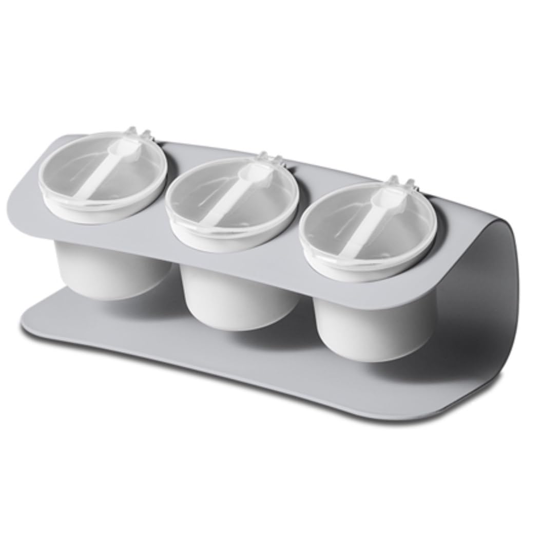 AZHKJKZH Seasoning Box Set Spice Bottle 3 Grid Seasoning Box Set Salt Sugar Jars Pepper Condiment Storage Container Salt Sugar Jar(Grey)