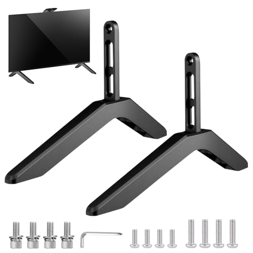Lunaanda Patas para TV Universal, Soporte TV de Mesa con Patas Antideslizantes y Tornillos para TVs LCD LED Plasma de 32-65 Pulgadas, Pie Television Universal Negro, Distancia de Agujeros de 2-5.5 cm