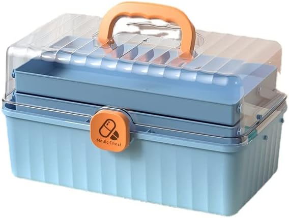 Amazon Hehw 救急箱 薬箱 薬ケース 大容量 おしゃれ かわいい 3層折り畳み式 薬収納 薬入れ 救急ボックス 工具箱 道具箱 裁縫箱 おもちゃ箱 釣具 収納ボックス 小物入れ 災害用 車載用 家庭用 多機能収納ケース Blue M Labou 救急箱 救急セット