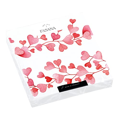 Lot de 20 serviettes de table avec cœurs rouges connectés, amour, mariage, Saint-Valentin, fête des mères, décoration de table, découpage, technique de serviette 33 x 33 cm