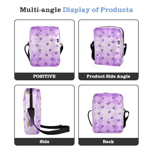 messenger bags for women cross body bag Purse Bag Adjustable Strap for School School- Purple Grape Glitter4