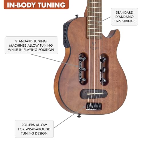 Traveler Guitar Escape Mark III Mahogany Nylon Acoustic Guitar | Small Acoustic Travel Guitar with Onboard Headphone Amp | Full 25.5" Scale Portable Headless Guitar | With Custom Gig Bag by Traveler Guitar - Image 2