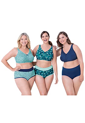 Comfort Choice Women's Plus Size 3-Pack Cotton Wireless Bra - 40 D, Basic Assorted Beige #TOP4