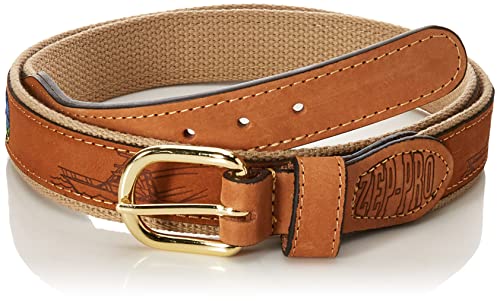 ZEP-PRO Men's Tan Leather Embroidered Dolphin Belt