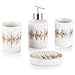 DUFU Set Accessori Bagno in Ceramica, Accessori Bagno 4 Pezzi con dosatore Sapone, portasapone e 2 portaspazzolino