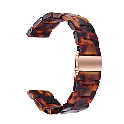 Resin Bracelet Compatible With Fitbit Versa 2 /Versa Lite/Versa Band For Women, Replacement Bracelet Strap Metal Stainless Steel Buckle For Versa 2 Smartwatch (Tortoise) #TOP4