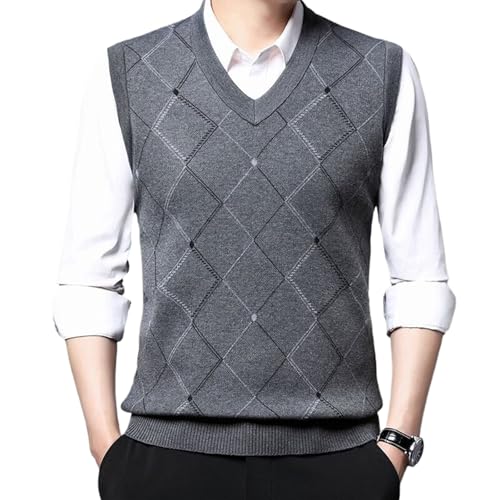 Men'S Knit Vest,Autumn Winter Sleeveless Waistcoat,Business Casual V-Neck Sweater