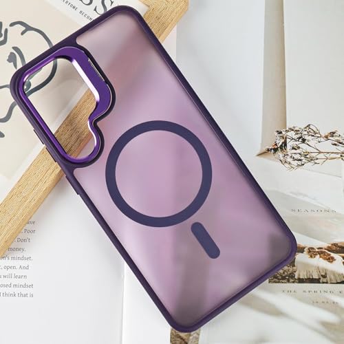 Image of DIZORO Samsung Galaxy S25 Case Compatible with Wireless Charging, with Camera Stand, Military Grade Drop Tested,Translucent Hard Back Soft Edge Back Cover Deep