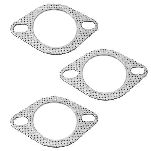 PDETVEO 3PCS 2 Bolt Car Exhaust Flange Gasket High Temp Resistant Replacement Standard Manifold Gasket for Muffler Car Accessories (2.5 Inch)