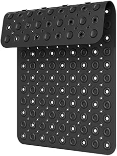 XIYUNTE Long Bath Mat Non Slip Anti Mould - 70 x 40 cm Bathtub Mat with Suction Cups Shower Mats for Inside Shower, Anti Slip Shower Mat with Drain Holes, Machine Washable, Black