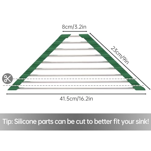 Tomorotec Triangle Roll-Up Dish Drying Rack for Sink Corner Small Foldable Stainless Steel Over The Sink Multipurpose Kitchen Drainer Caddy Organizer Storage Shelf Holder (Olive Green) by Tomorotec - Image 4