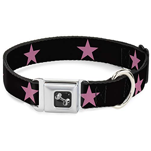 Collier de chien os noir et rose Buckle Down réglable de 15 à 66 cm