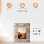 Truu Design Boho Print Picture Frame, Ideal for Tabletop Display, Lightweight Photo Frame with Glass Cover, 4" x 6", Ivory