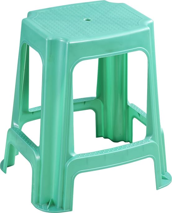 Furniture Plastic Rectangular Stool Outdoor & Cafeteria Stool (Finish Color-Green, Pre-Assembled)-image-0